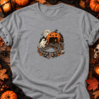 Fantôme et circuit de train d’Halloween — T-shirt gris chiné