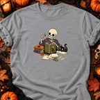 Squelette relieur d’Halloween — T-shirt gris chiné