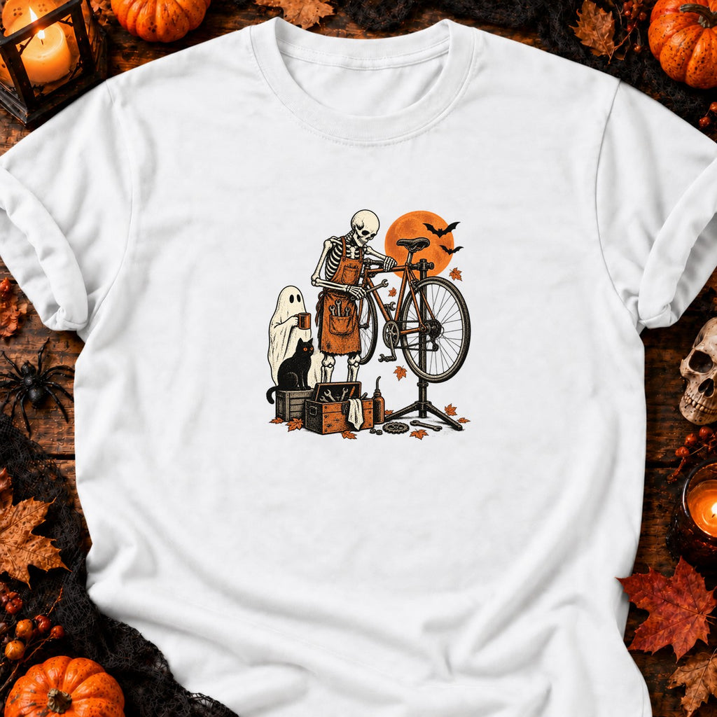 Squelette mécano vélo vintage — T-shirt blanc