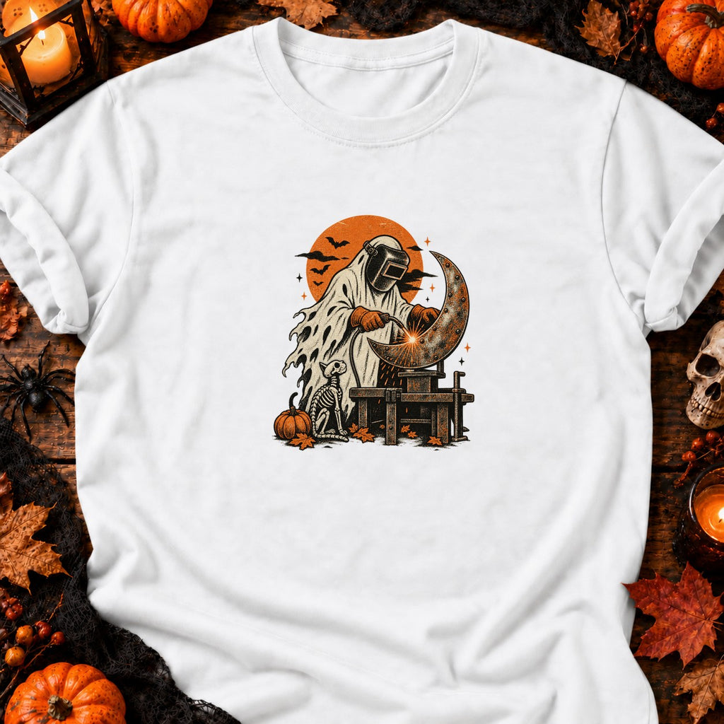 Fantôme soudeur et lune en métal — T-shirt blanc
