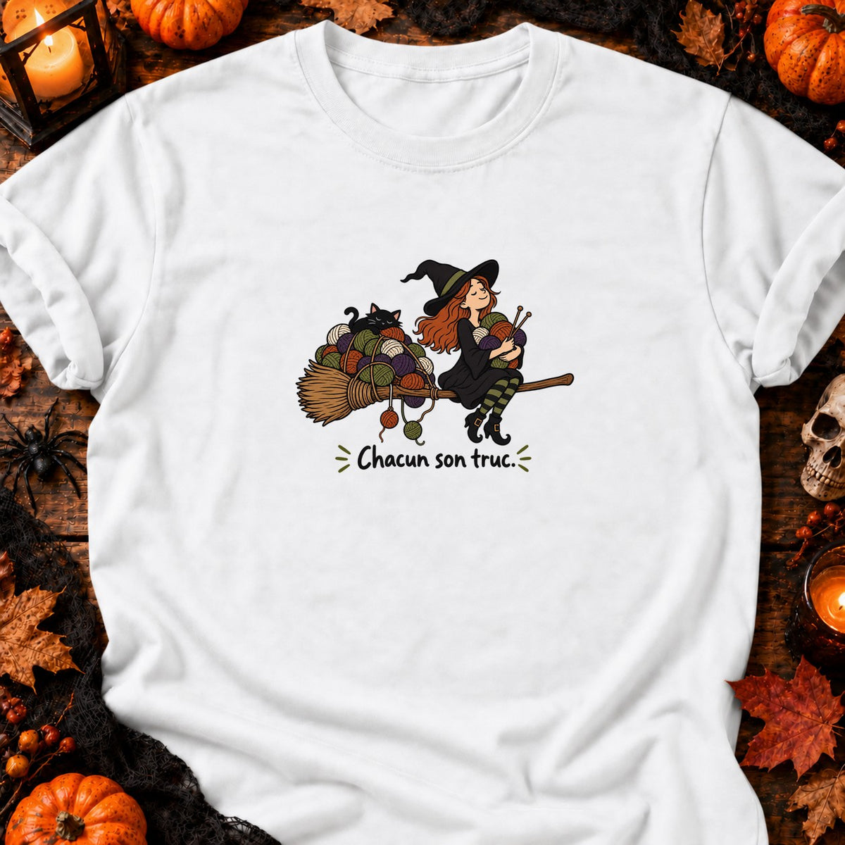 Sorcière et pelotes Chacun son truc — T-shirt blanc