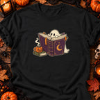 T-shirt Fantôme lecteur et café d’Halloween, coloris noir