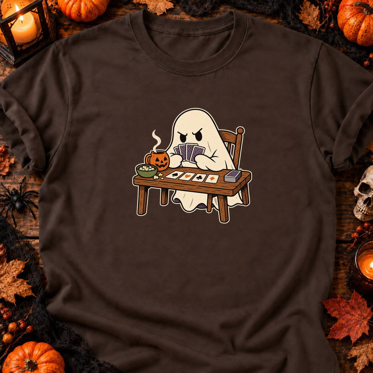 T-shirt Fantôme beloteur sérieux, coloris chocolat foncé