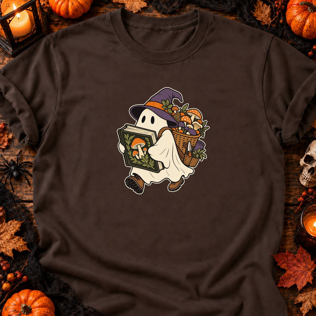 T-shirt Fantôme mycologue en balade, coloris chocolat foncé