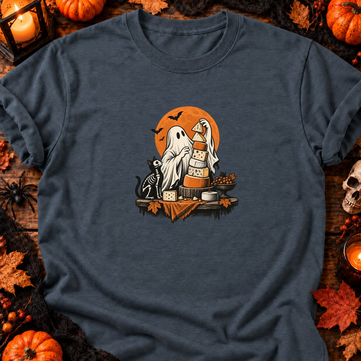 Fantôme et tour de fromages T-Shirt — T-shirt Dark Heather