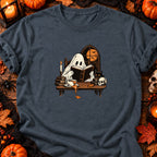 T-shirt Fantôme lecteur et café renversé, coloris gris foncé chiné