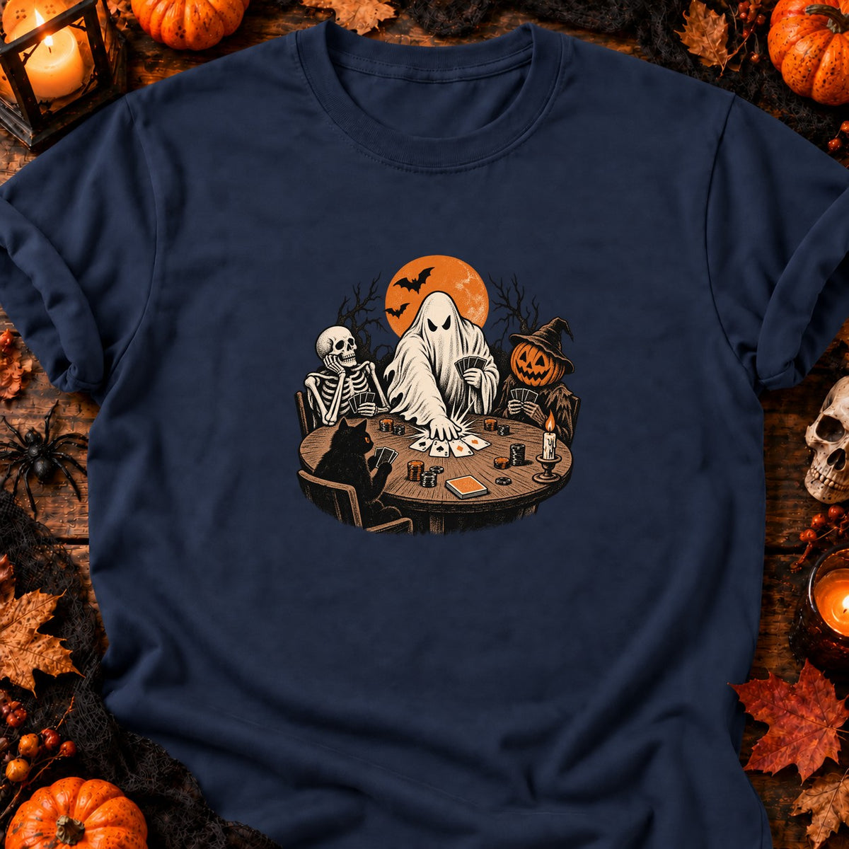 T-shirt Fantôme au poker vintage, coloris bleu marine