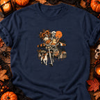 T-shirt Squelette au marché fleuri, coloris bleu marine