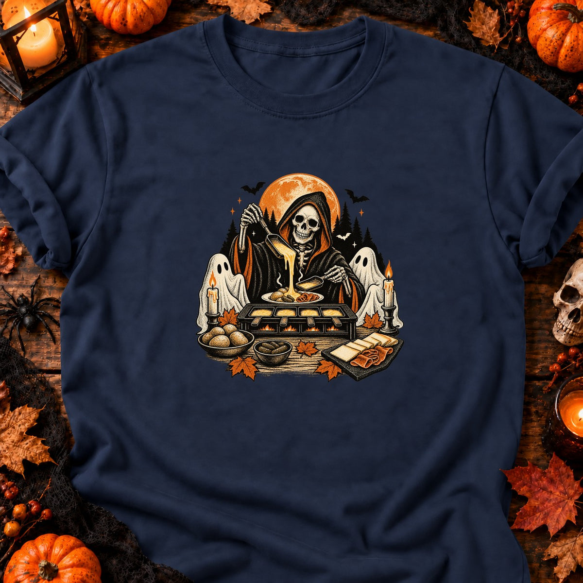 T-shirt Rituel de Raclette Squelettique, coloris bleu marine