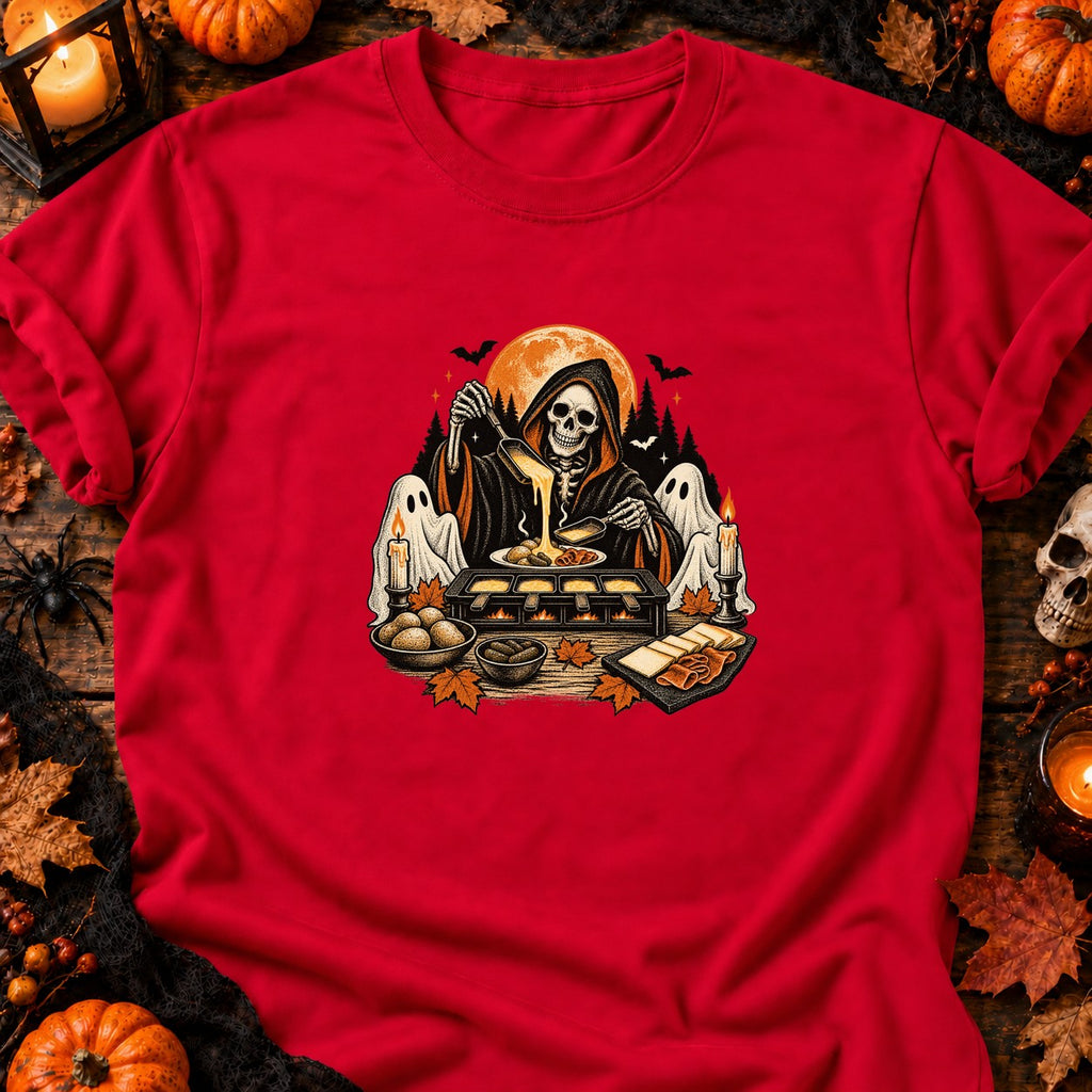 T-shirt Rituel de Raclette Squelettique, coloris rouge