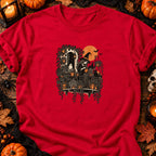 T-shirt Sorcière au balcon jungle, coloris rouge
