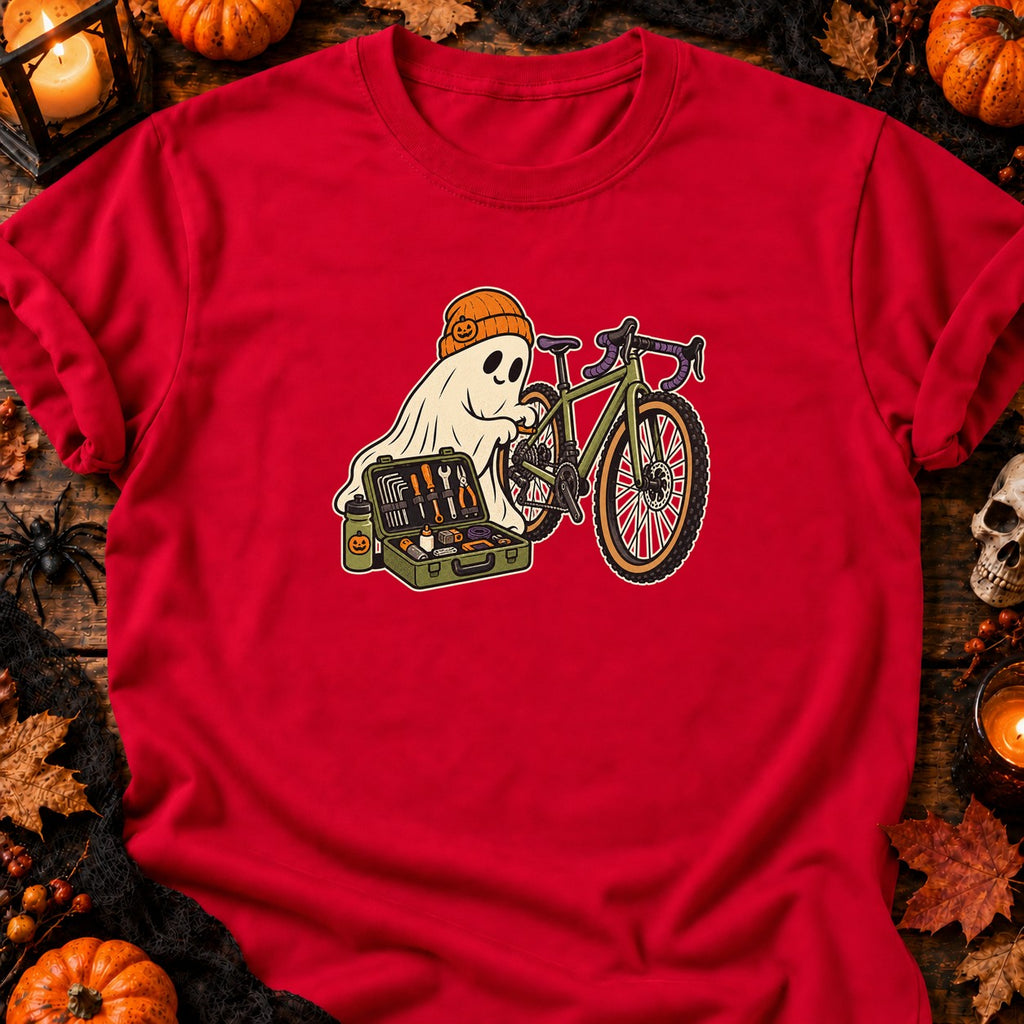 T-shirt Fantôme cycliste et kit de réparation, coloris rouge