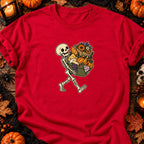 T-shirt Skeleton Market Basket Halloween, coloris rouge