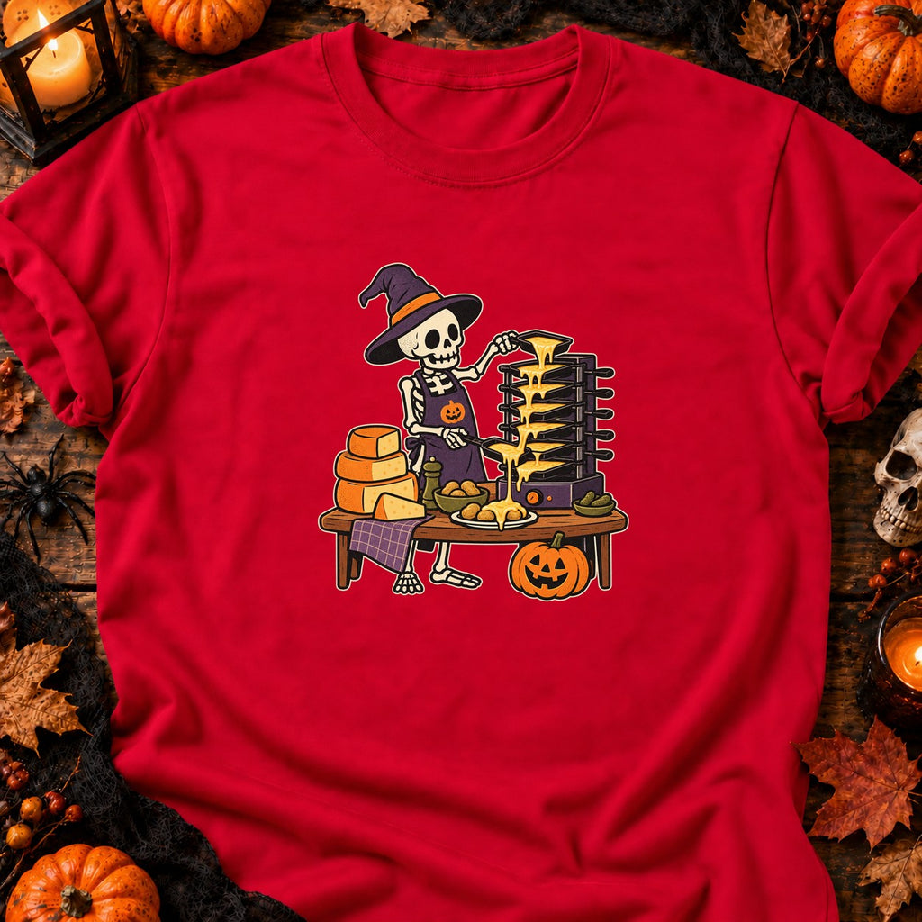 T-shirt Squelette raclette de l’enfer, coloris rouge
