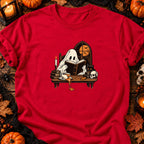T-shirt Fantôme lecteur et café renversé, coloris rouge