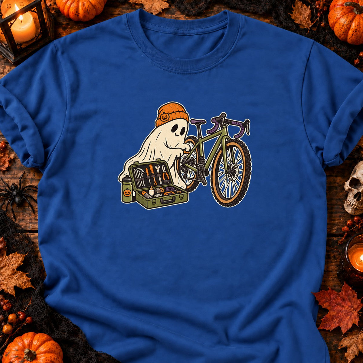 T-shirt Fantôme cycliste et kit de réparation, coloris bleu roi