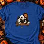 T-shirt Fantôme lecteur et café renversé, coloris bleu roi