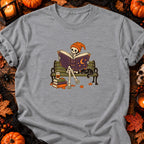 T-shirt Squelette lecteur sur banc parc, coloris gris sport