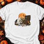 T-shirt Fantôme réparateur de vélo vintage, coloris blanc