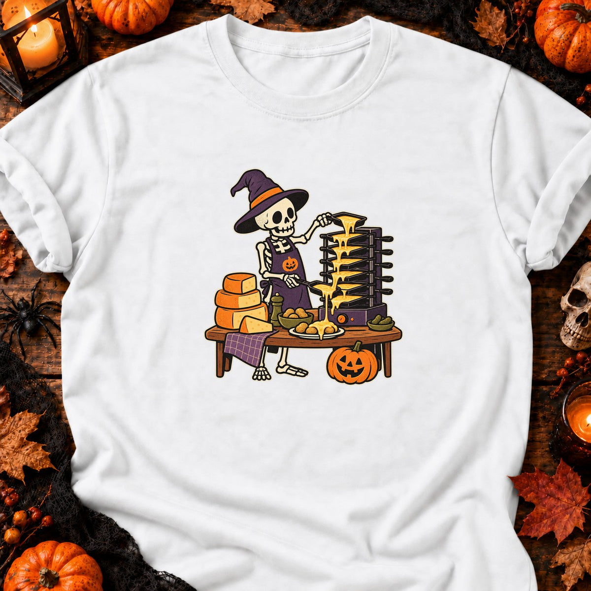 T-shirt Squelette raclette de l’enfer, coloris blanc