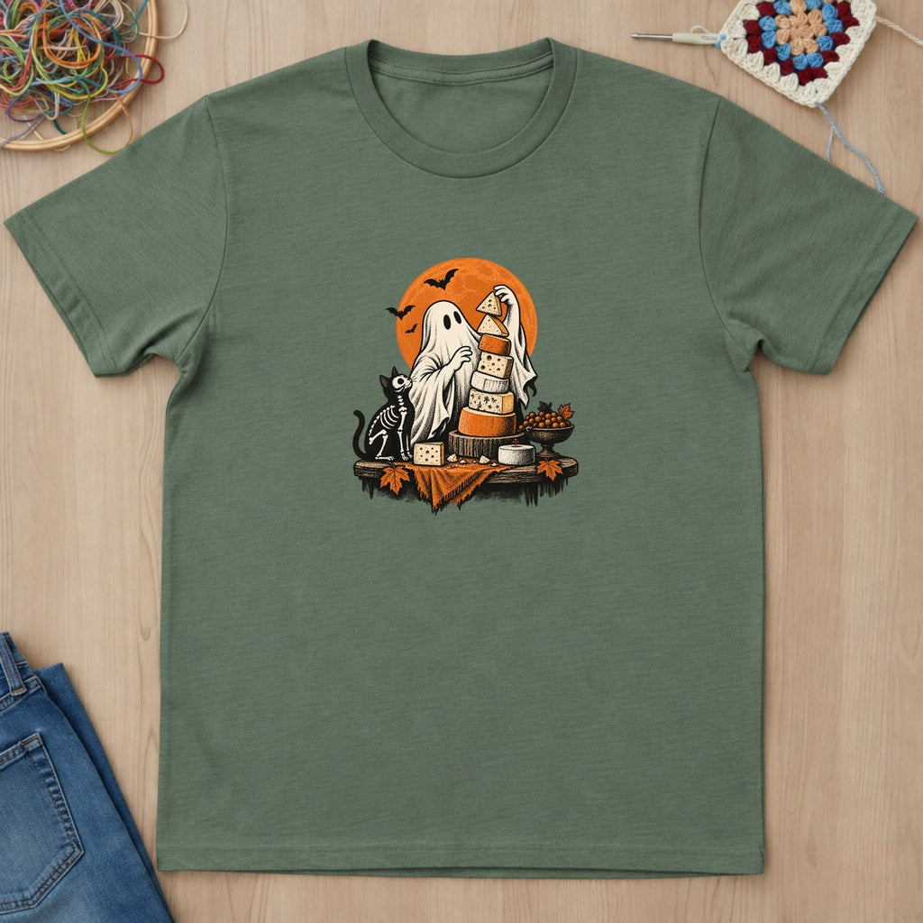 T-shirt vert militaire présenté à plat