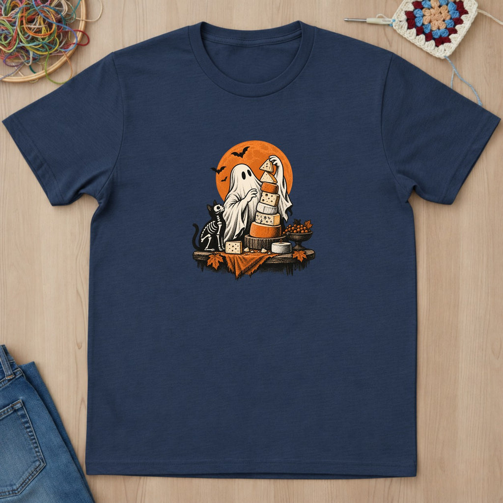 T-shirt bleu marine présenté à plat