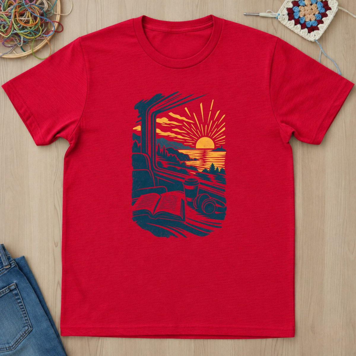 T-shirt rouge présenté à plat