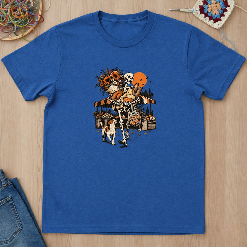 T-shirt bleu roi présenté à plat