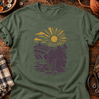 T-shirt Panier de vendanges en linogravure, coloris vert militaire