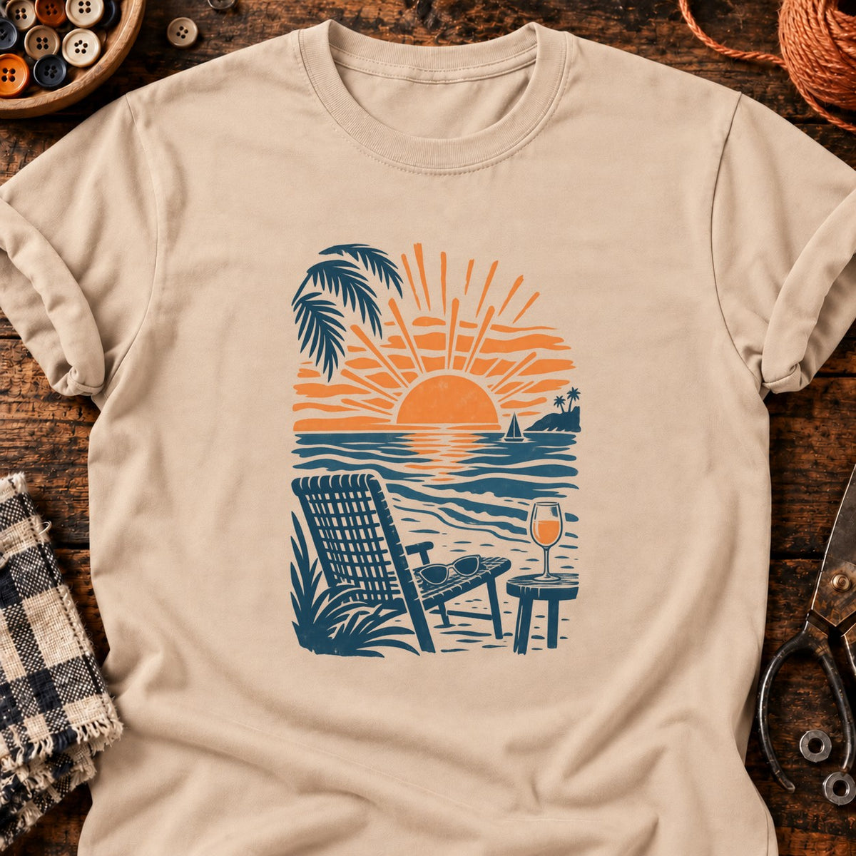 T-shirt Coucher de soleil au vin, coloris naturel