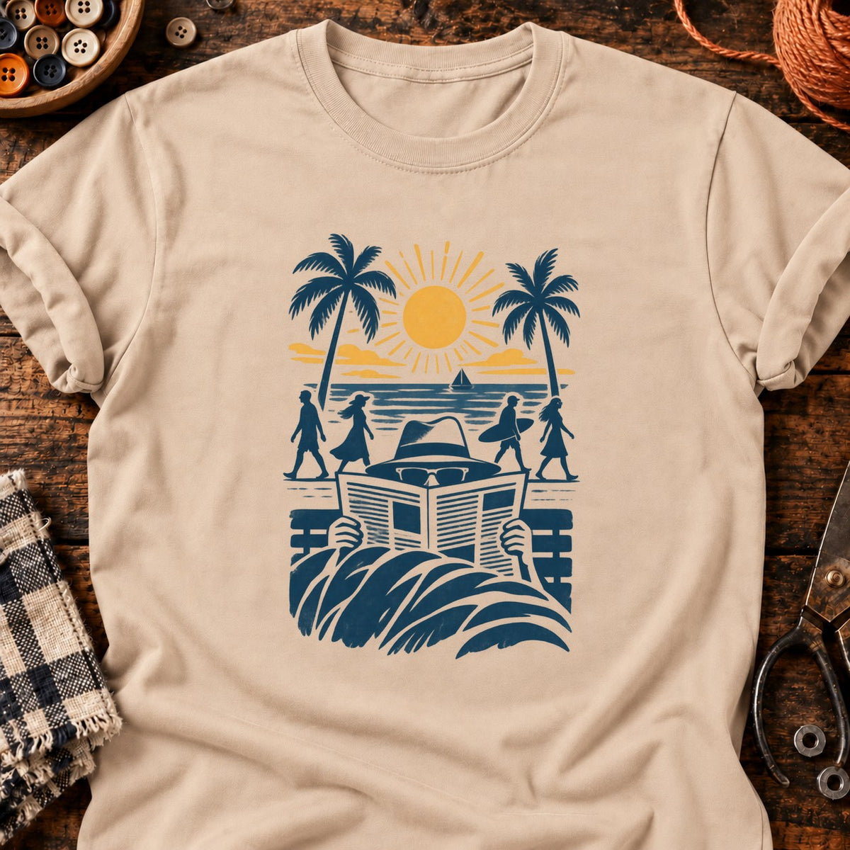 T-shirt Lecteur discret à la plage, coloris naturel