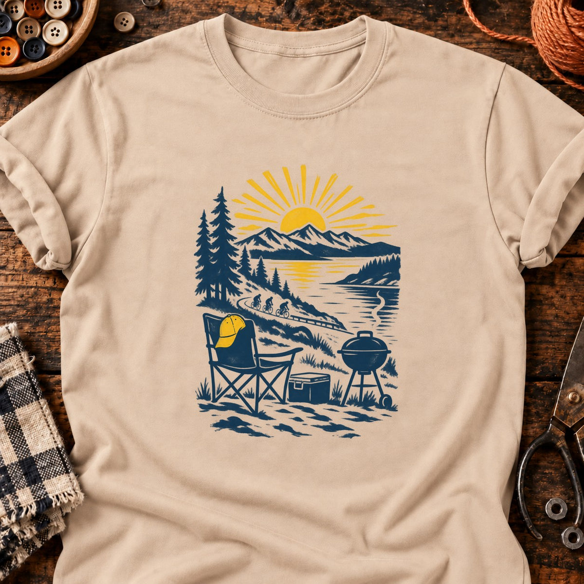 T-shirt Repos de vélo au bord du lac, coloris naturel