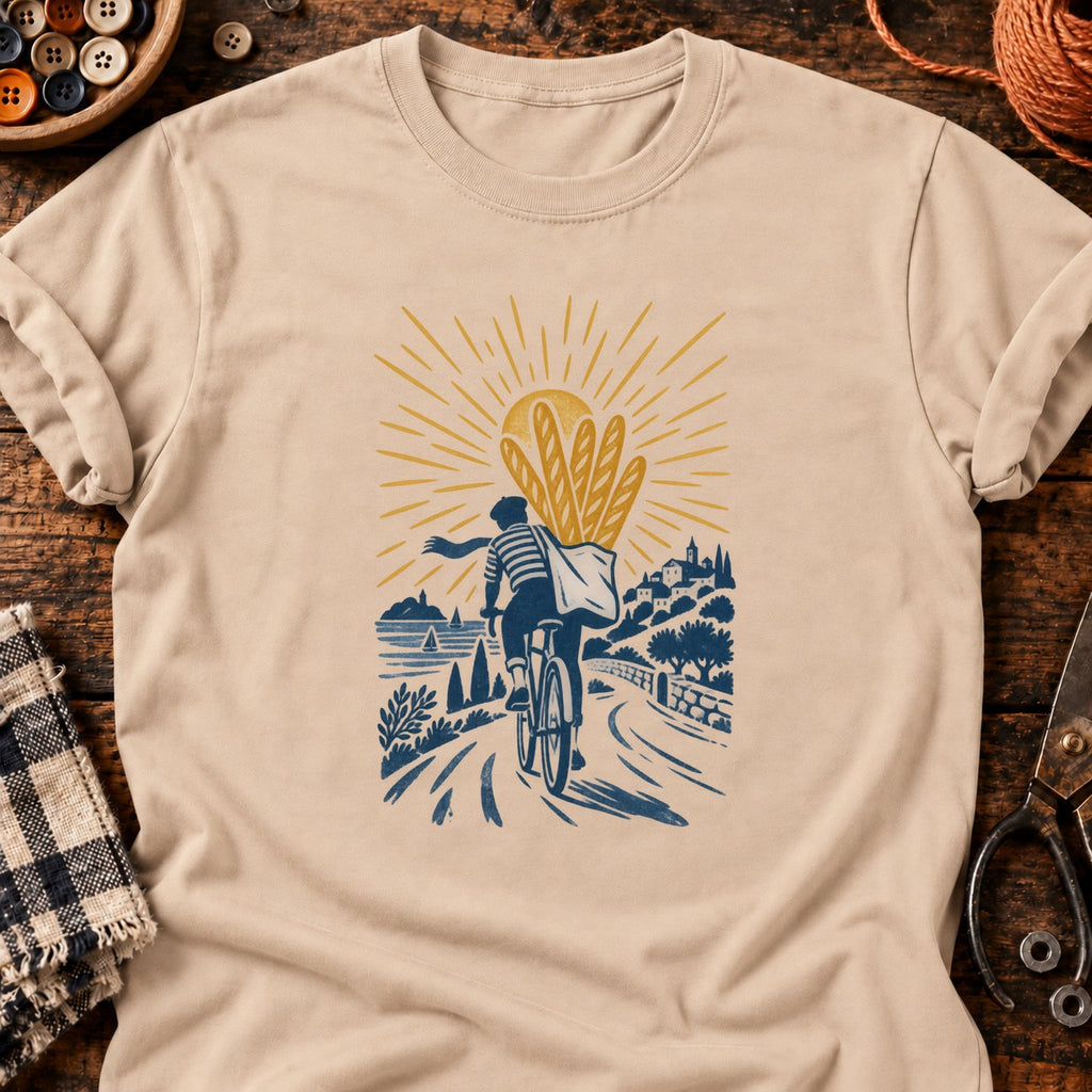 T-shirt Mission pain Cycliste et baguettes, coloris naturel