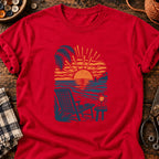 T-shirt Coucher de soleil au vin, coloris rouge