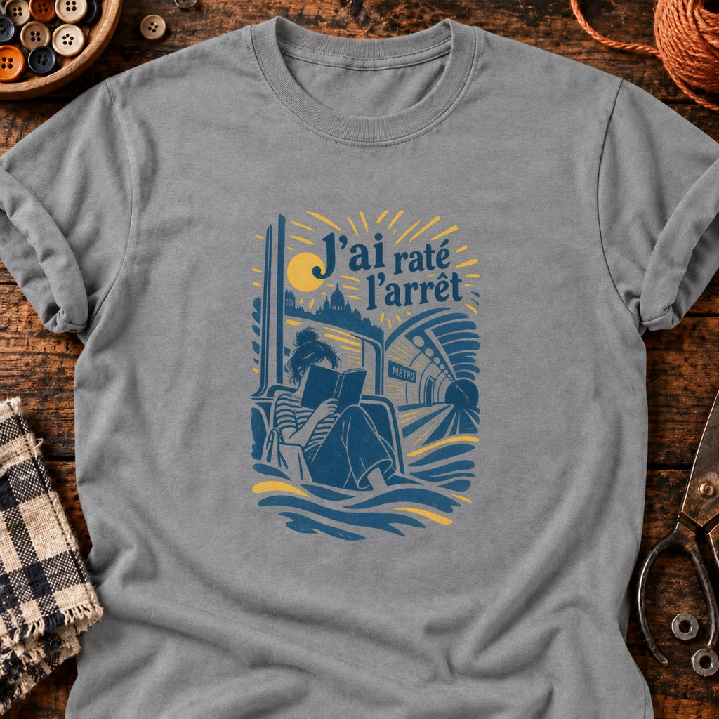 T-shirt J'ai raté l'arrêt métro lecteur, coloris gris sport
