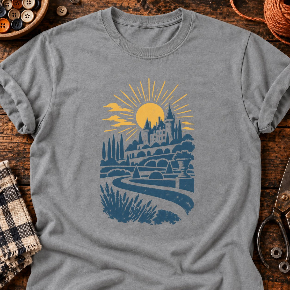 T-shirt Château au jardin formel, coloris gris sport