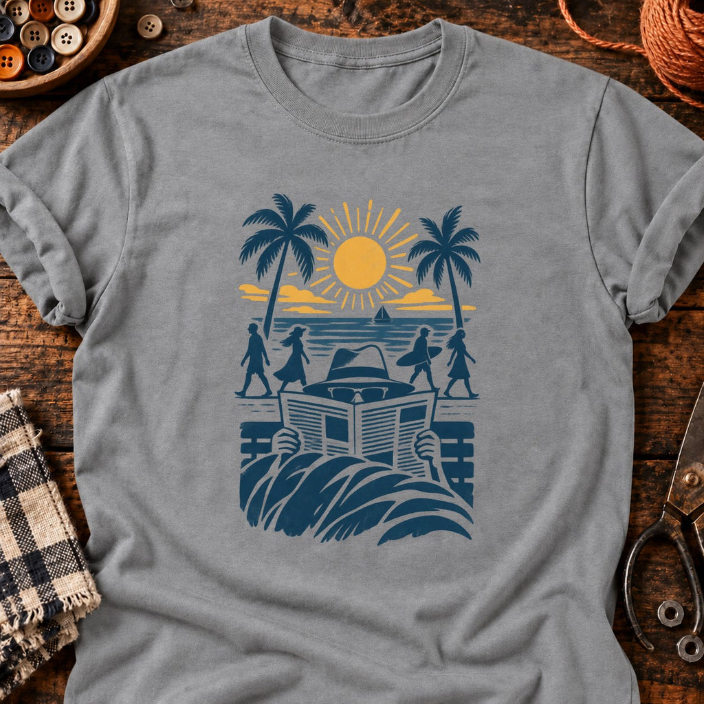 T-shirt Lecteur discret à la plage, coloris gris sport