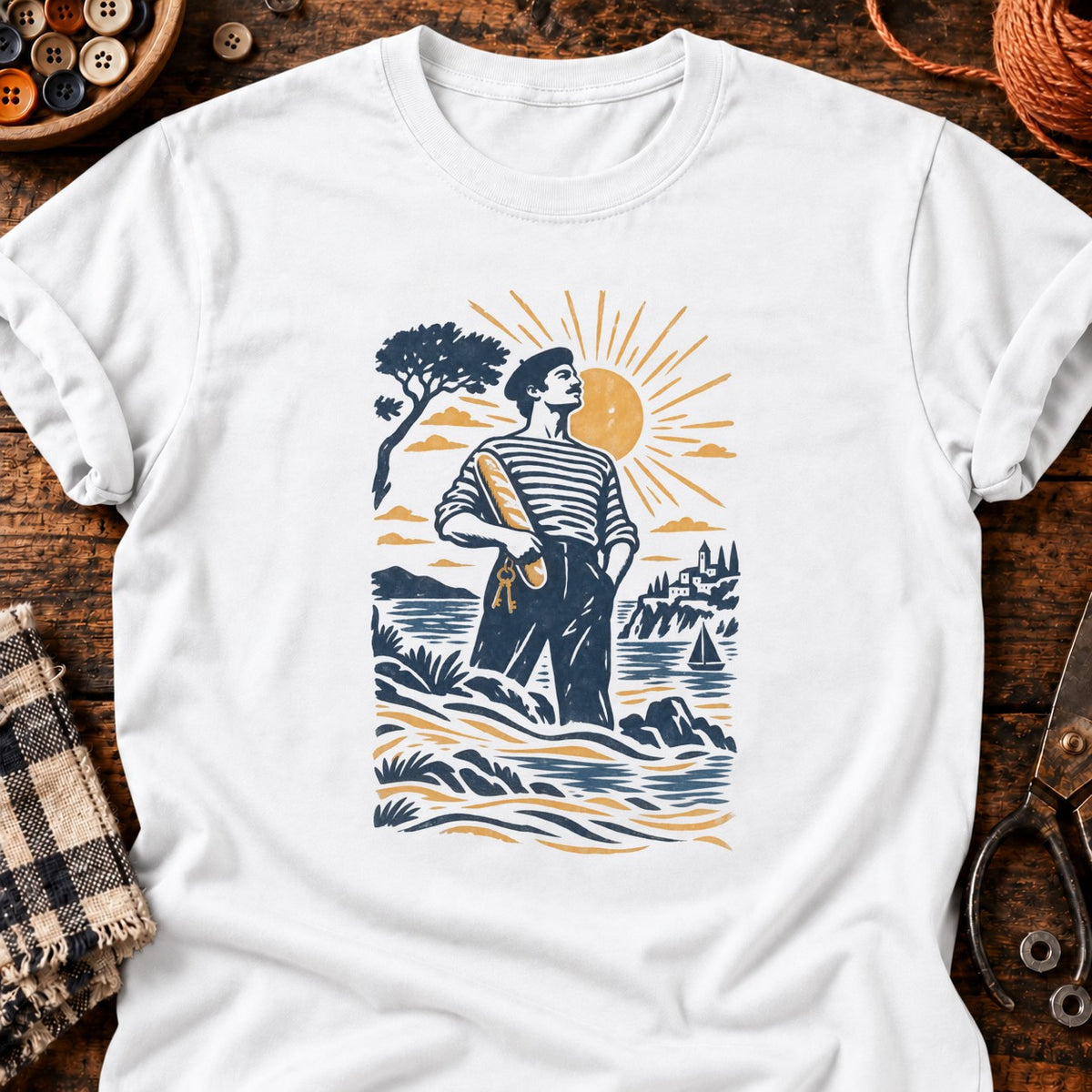 T-shirt Bien armé linocut, coloris blanc