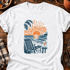 T-shirt Coucher de soleil au vin, coloris blanc