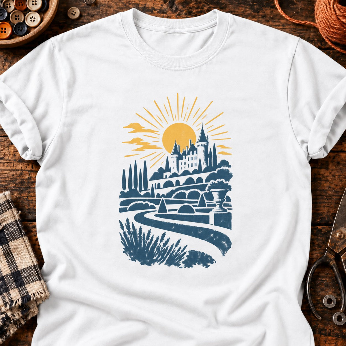 T-shirt Château au jardin formel, coloris blanc