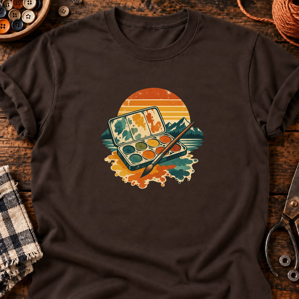 T-shirt Palette aquarelle rétro, coloris chocolat foncé