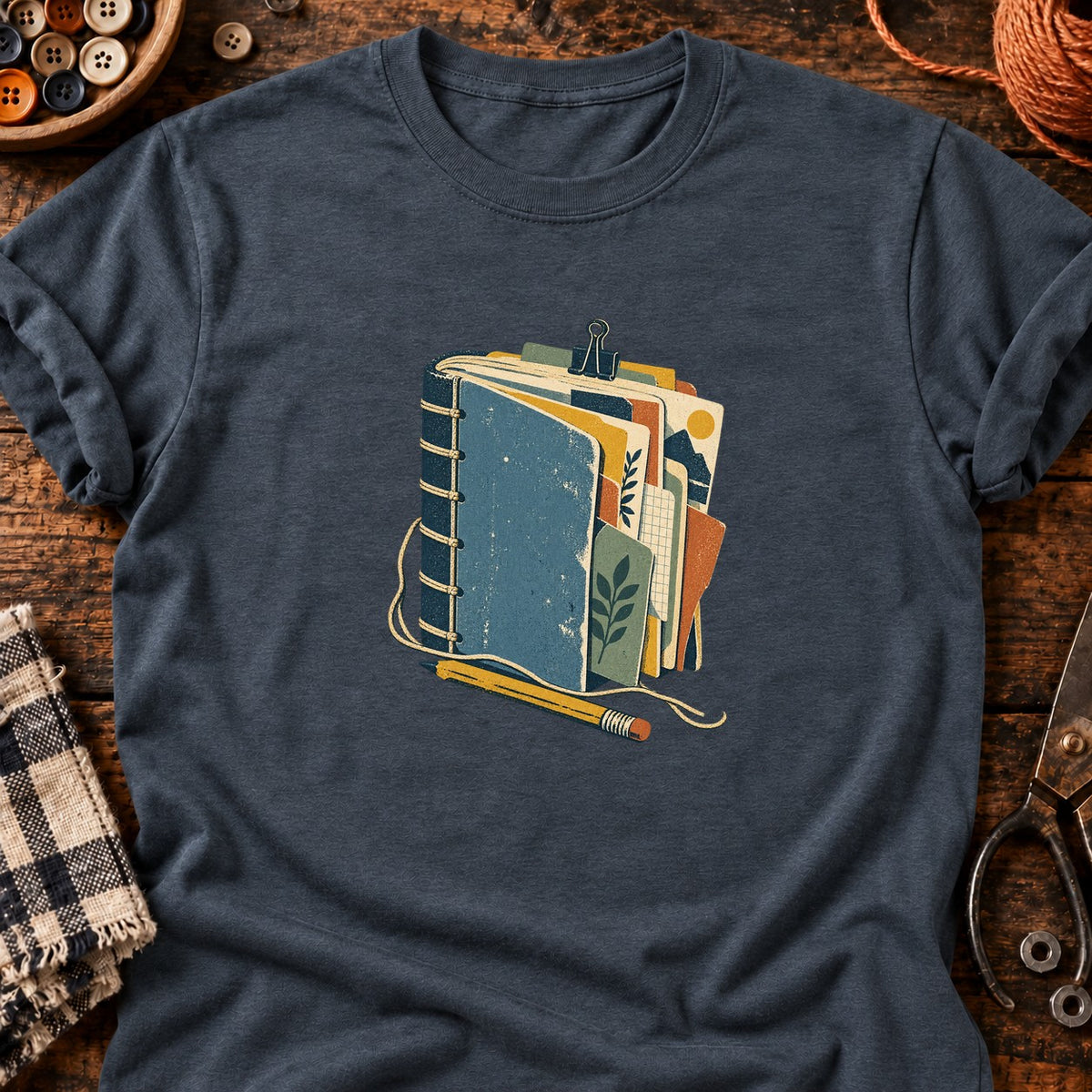 Carnet relié vintage — T-shirt gris anthracite chiné