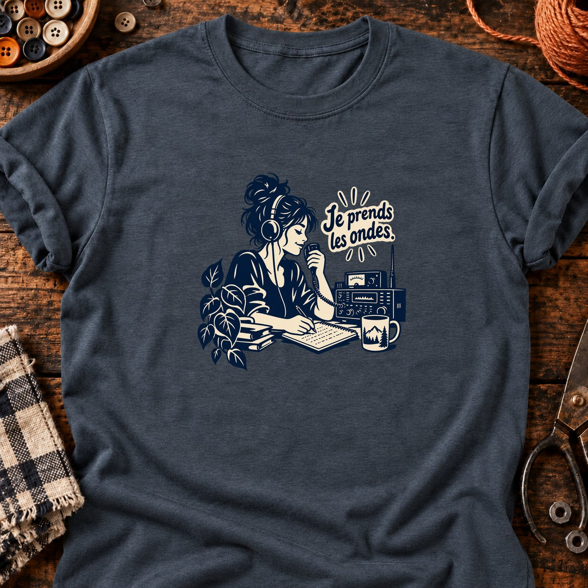 Opératrice radio et ondes libres — T-shirt gris anthracite chiné