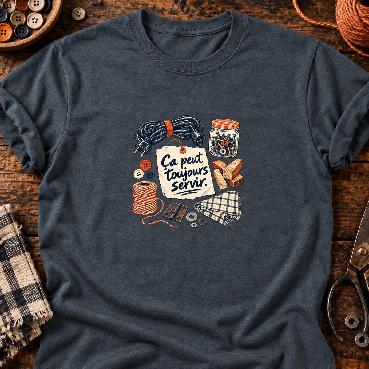 Ça peut toujours servir — T-shirt gris anthracite chiné