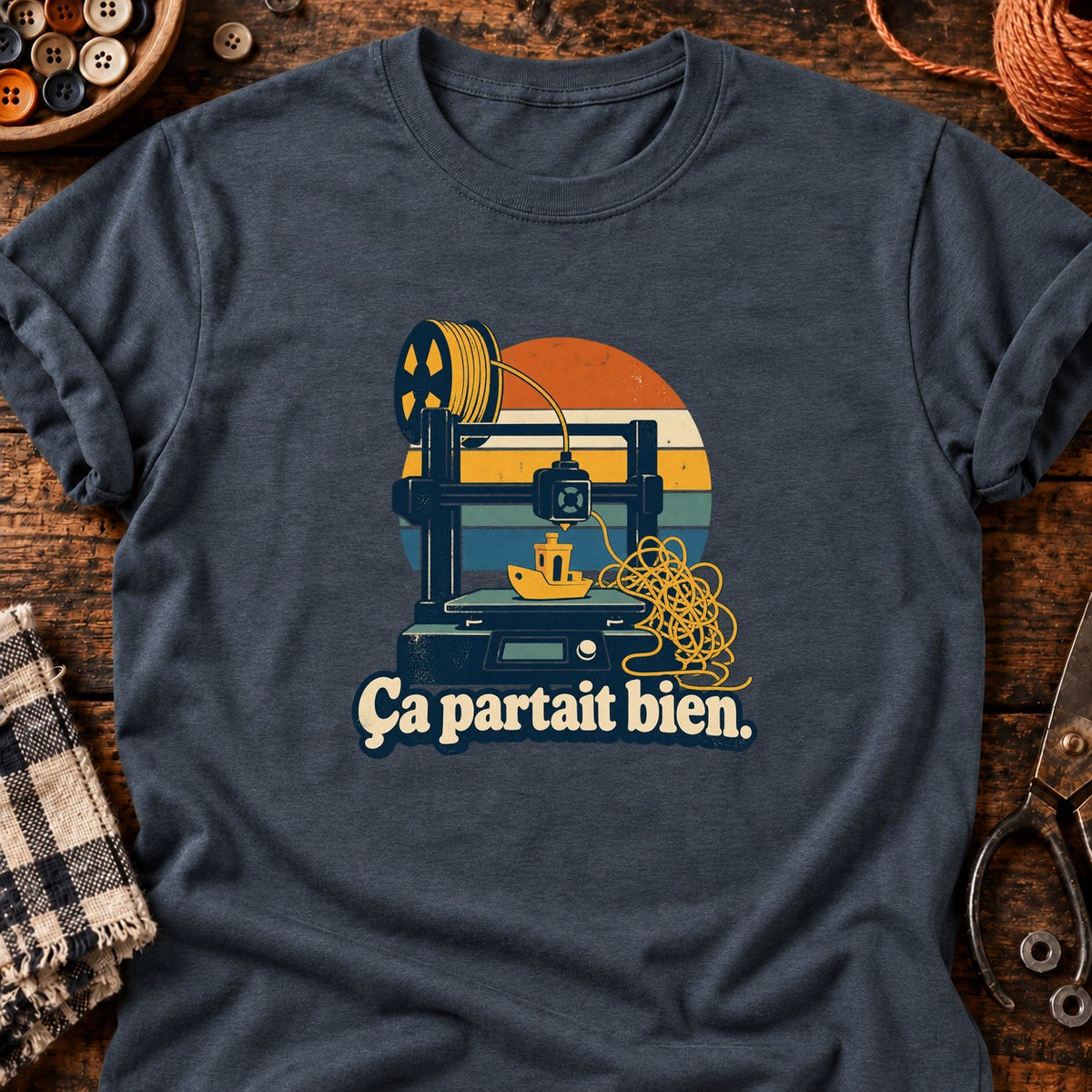 Imprimante 3D et benchy — T-shirt gris anthracite chiné
