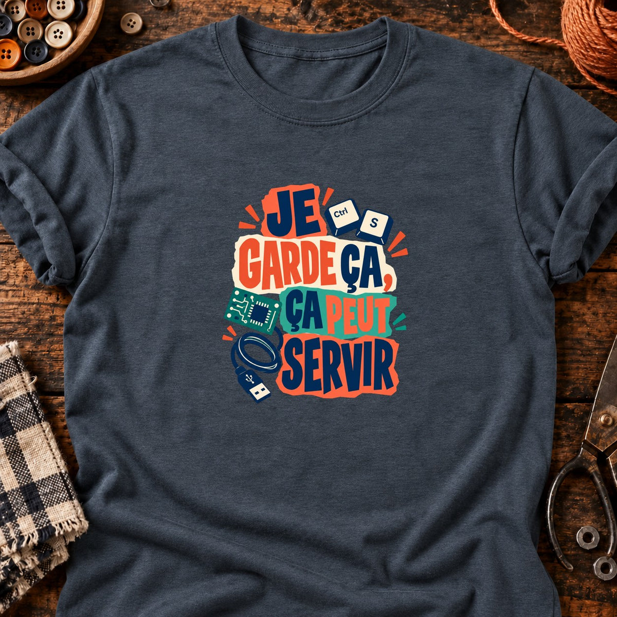 Ça peut servir - Ordinateur — T-shirt gris anthracite chiné