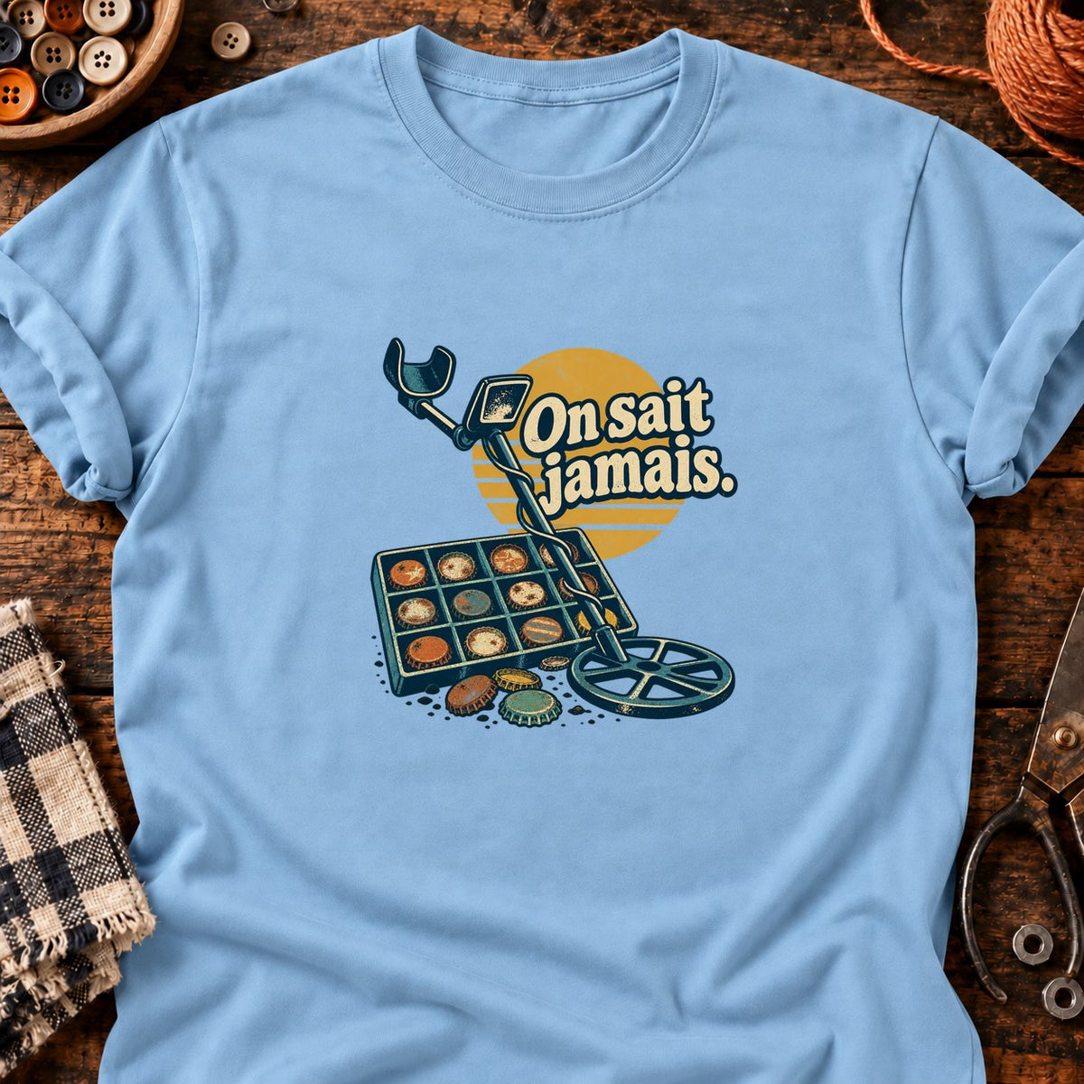 Chasseur de bouchons On sait jamais. — T-shirt bleu clair