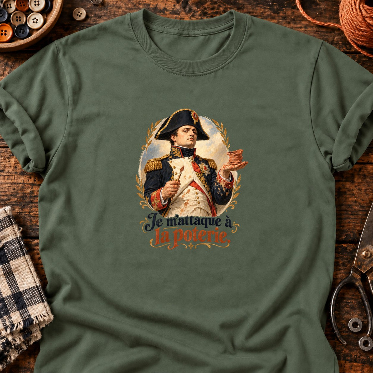 Je m'attaque à la poterie — T-shirt vert militaire