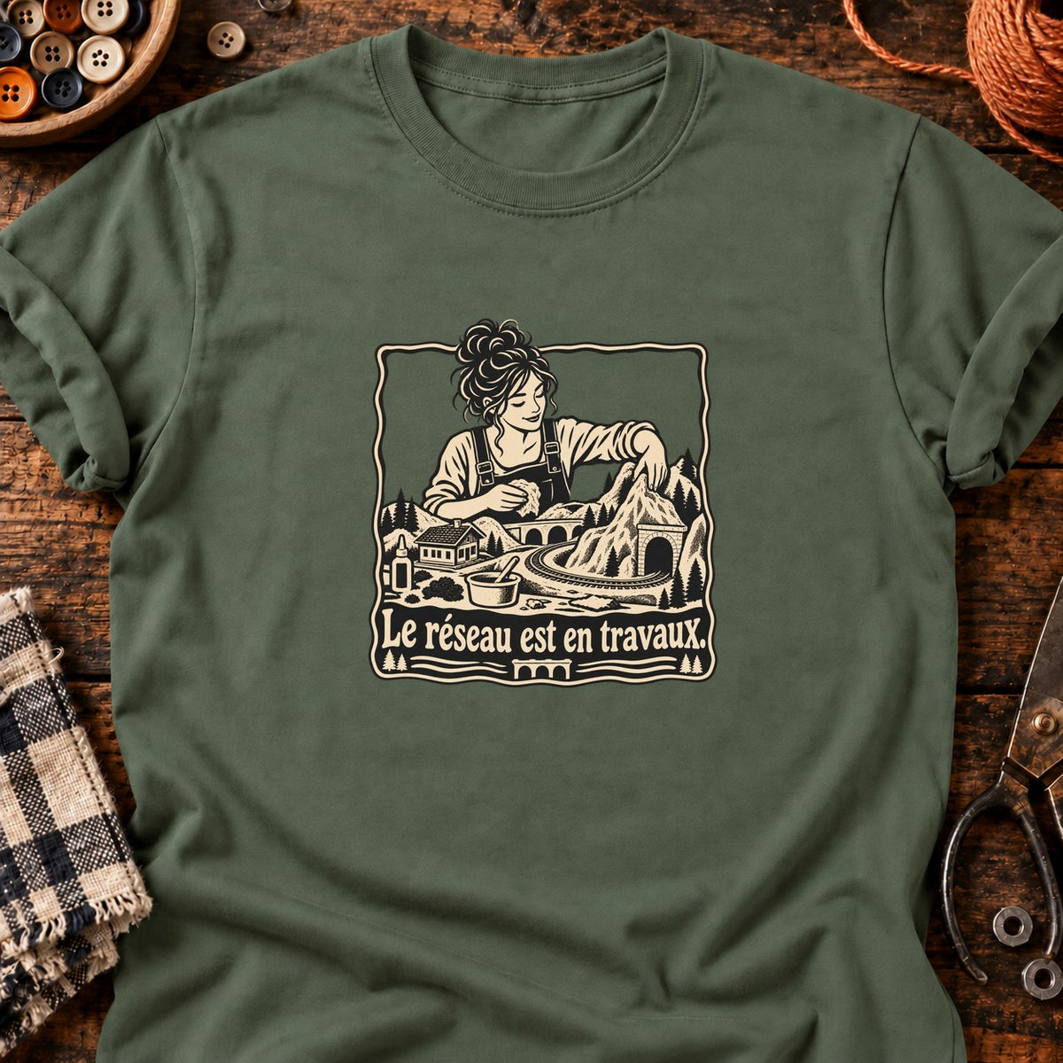 Paysagiste du réseau miniature — T-shirt vert militaire