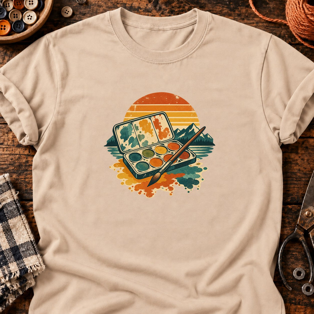 T-shirt Palette aquarelle rétro, coloris naturel